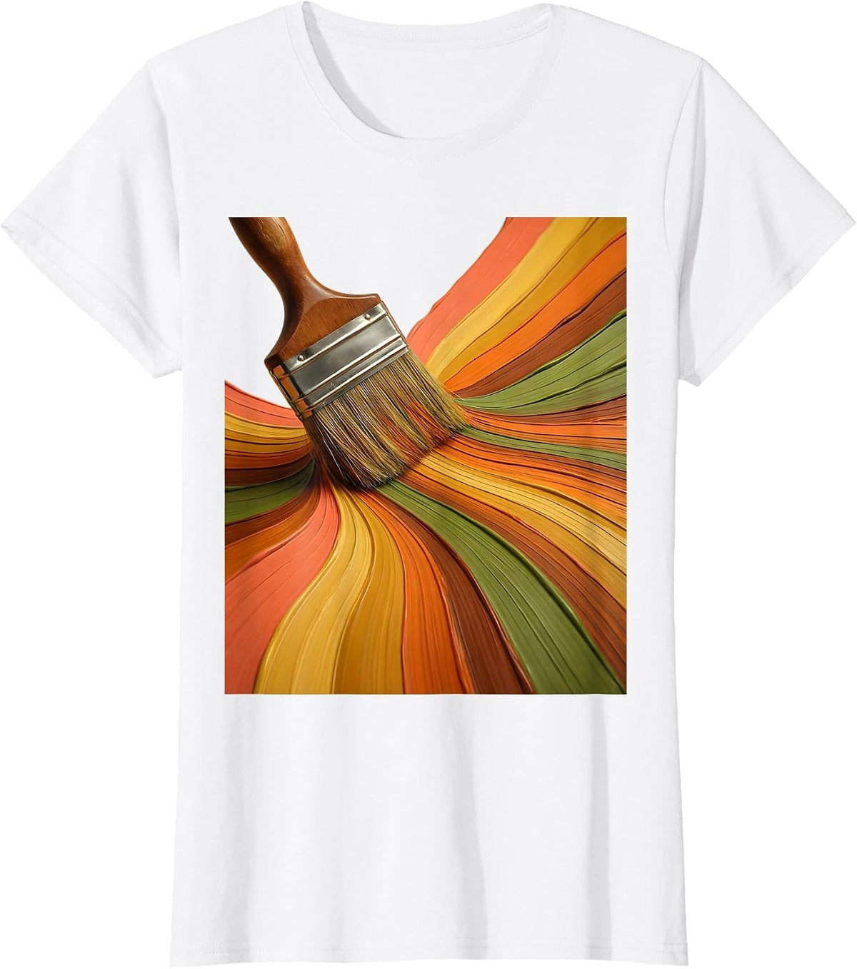 Women's Special Education Teacher Rainbow Paintbrush Art T-Shirt - White