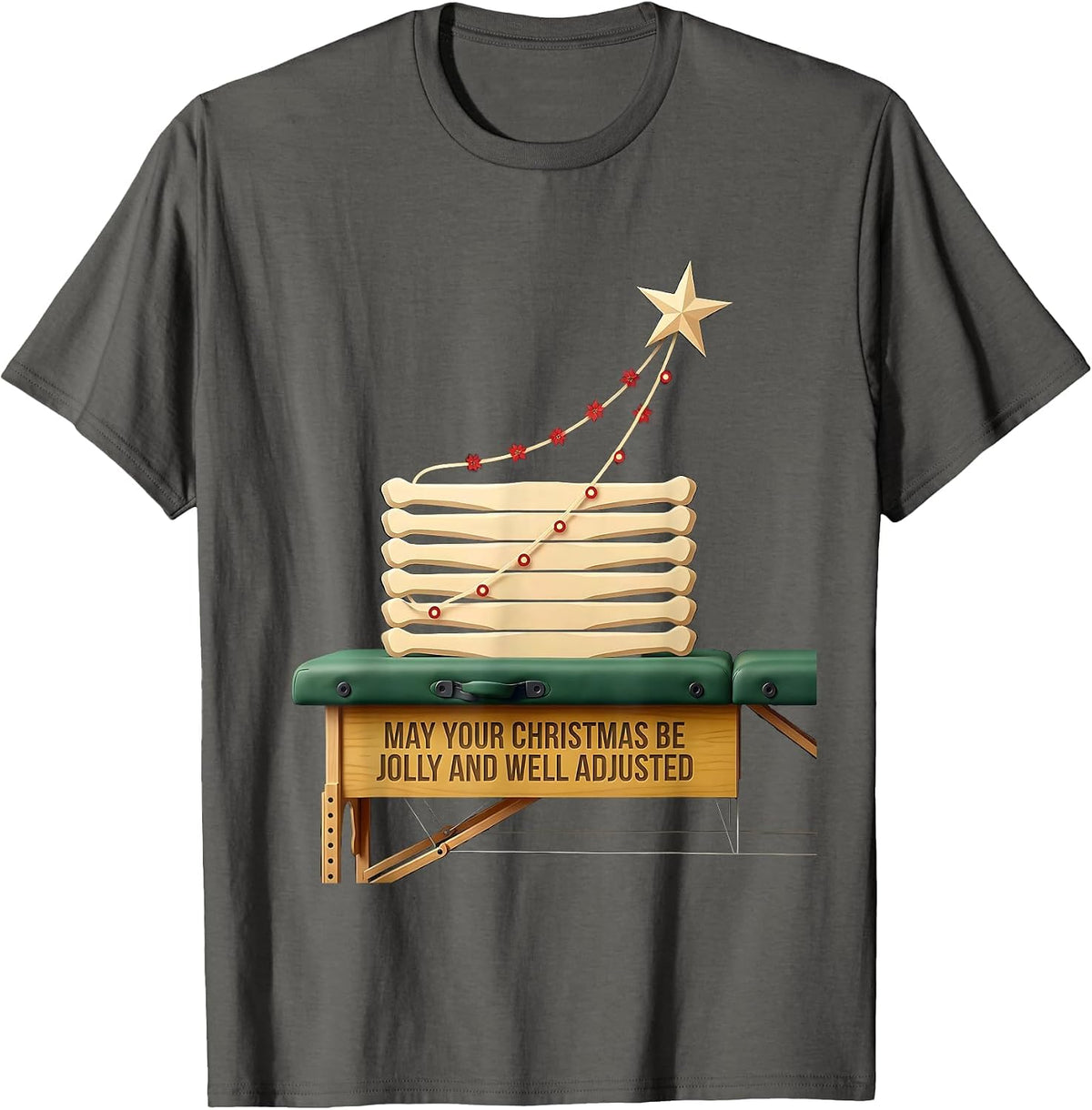 May Your Christmas Be Jolly And Well Adjusted Chiropractor T-Shirt - Asphalt Grey