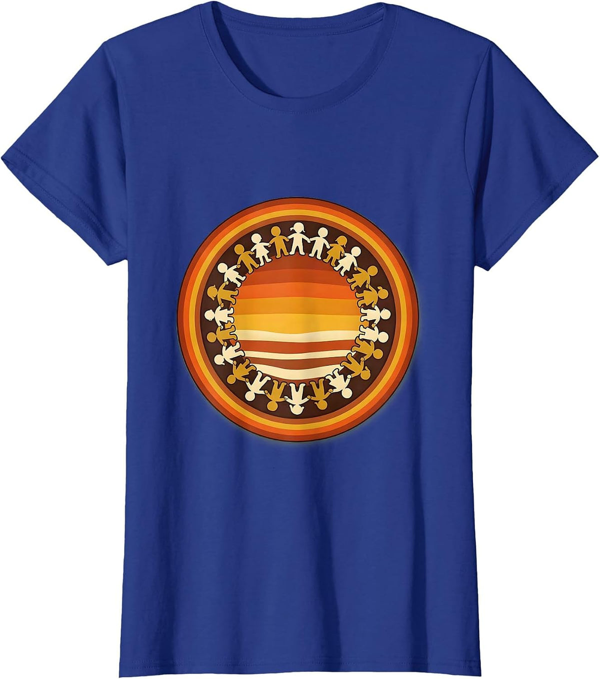Women's Special Education Teacher Diverse Kids Paper Chain T-Shirt - Royal Blue