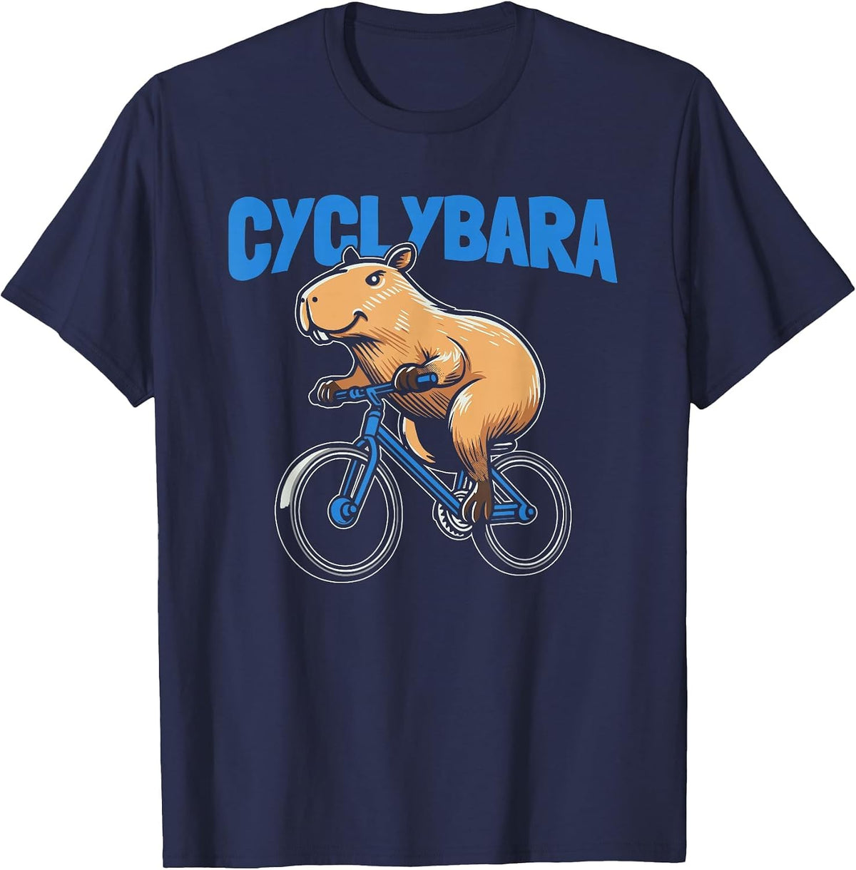 Capybara Cyclist Bicycle Bike Cycle - Cycling Cyclybara T-Shirt - Navy Blue