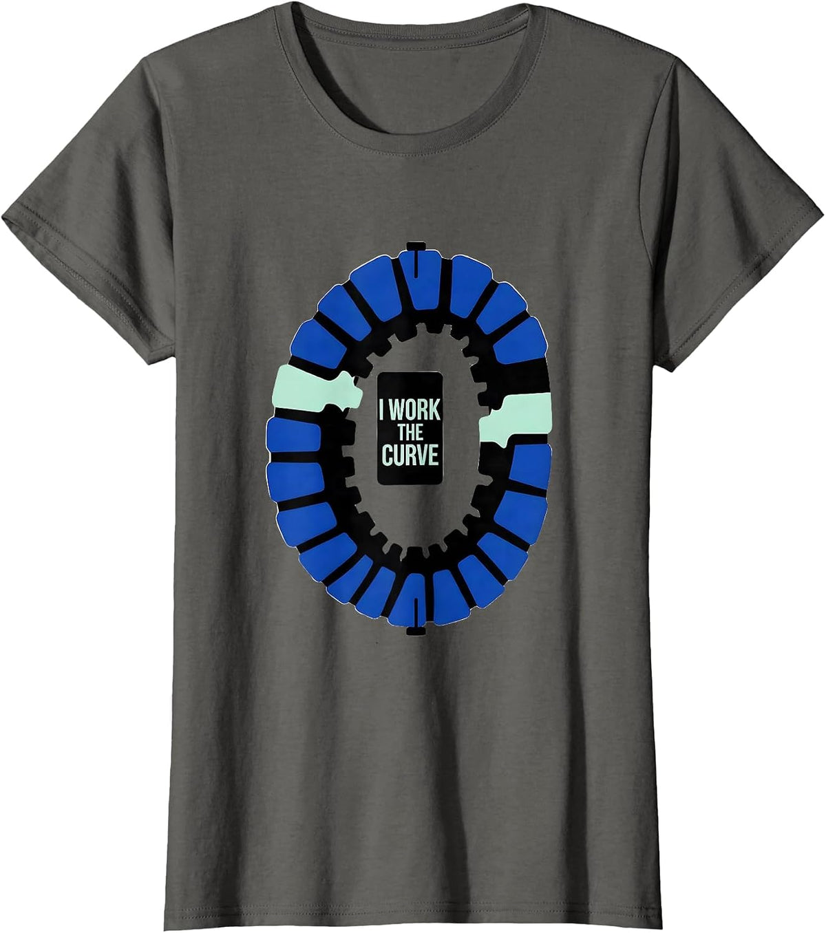 Women's I Work The Curve Hard-Edge Chiropractic Spine Humor T-Shirt - Asphalt Grey