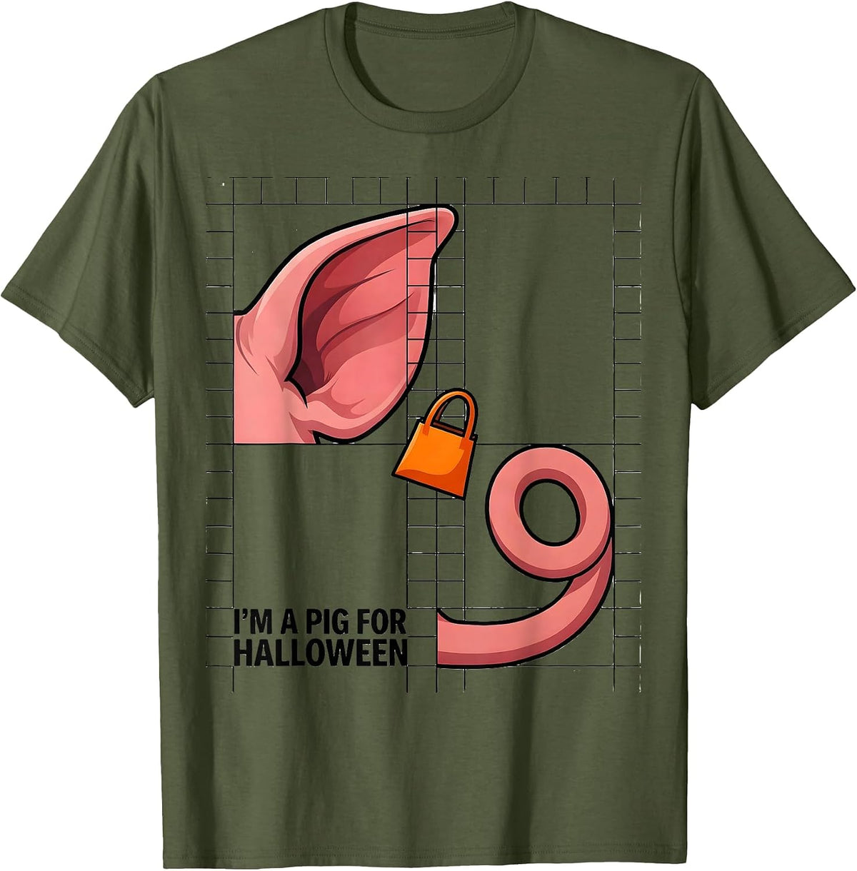 I'm A Pig For Halloween Funny Pig Lover Halloween Costume T-Shirt - Olive Green