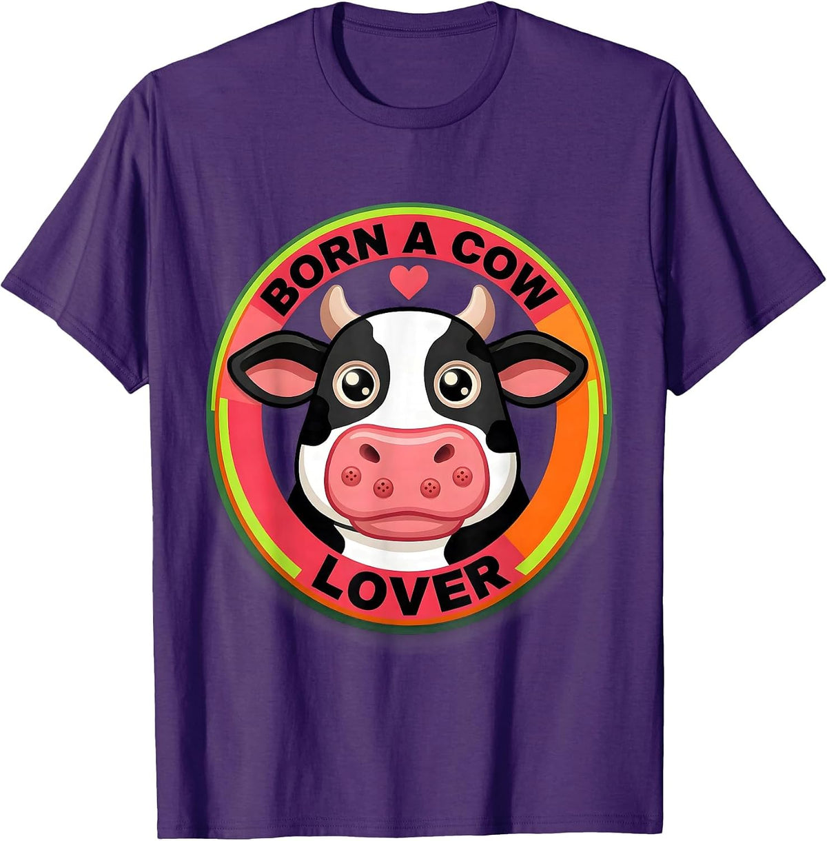 Men's Born a Cow Lover Cattle Enthusiast Design T-Shirt - Purple