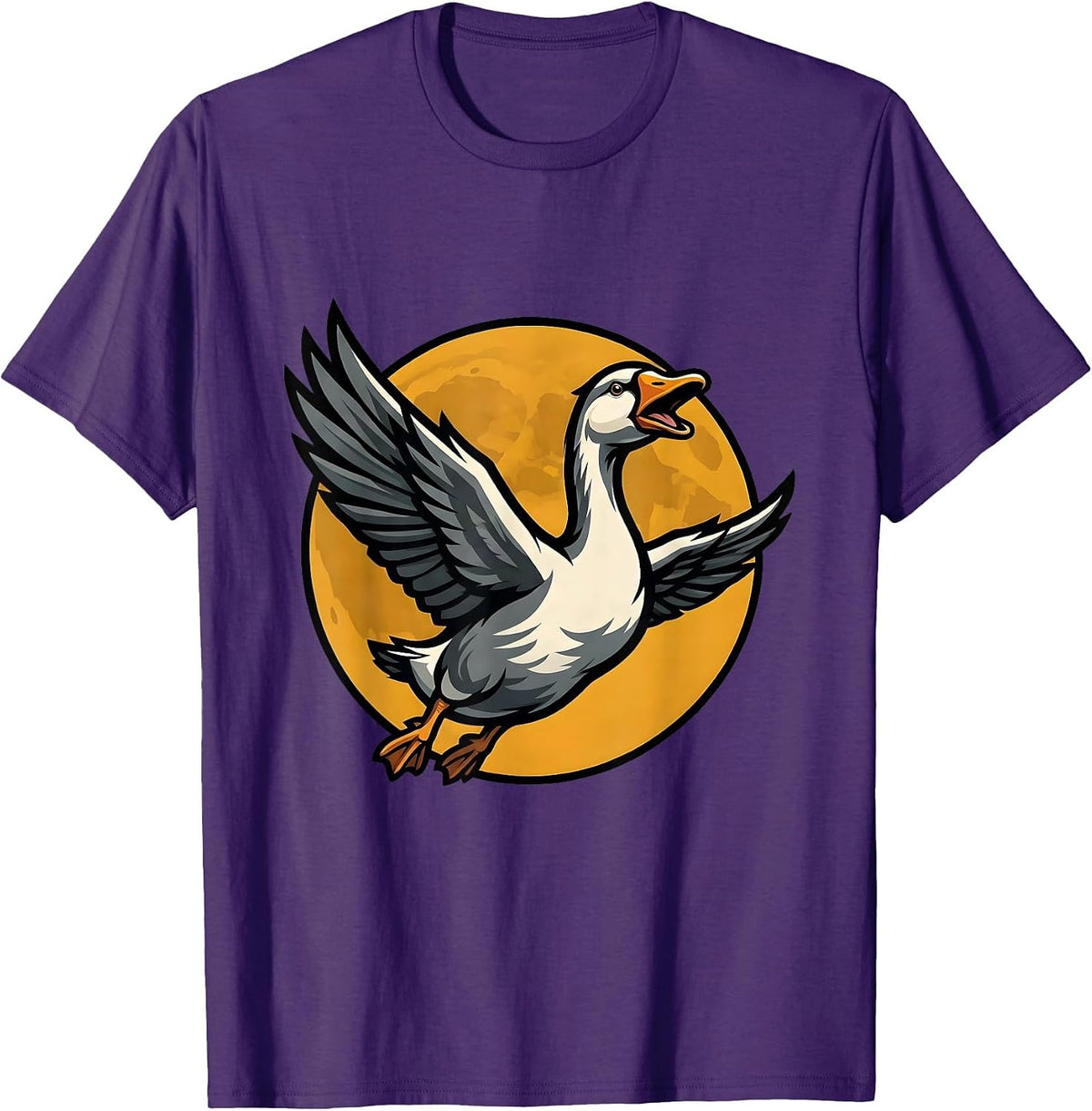 Men's Goose in Flight Full Moon Graphic Tee T-Shirt - Purple