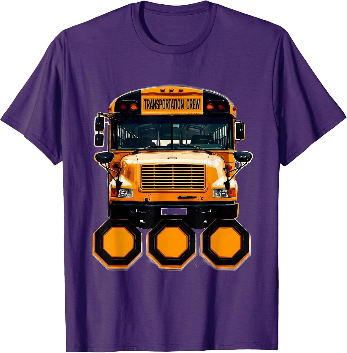 Men's Transportation Crew Screenprint School Bus Driver T-Shirt - Purple