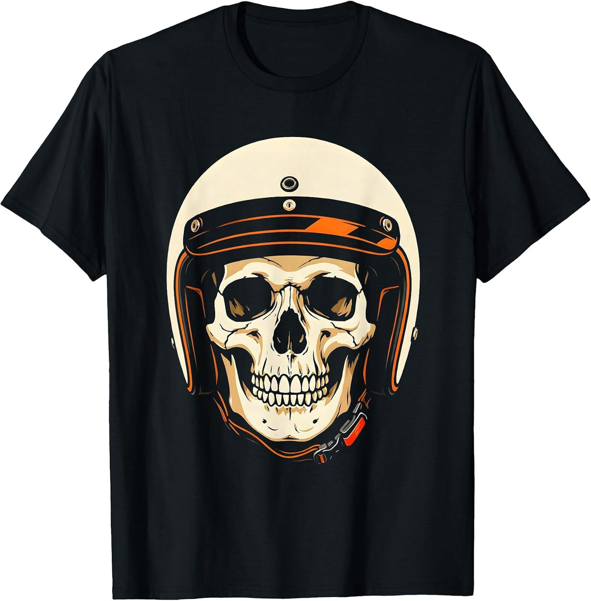 Men's Skull in Vintage Motorcycle Helmet Graphic T-Shirt - Black