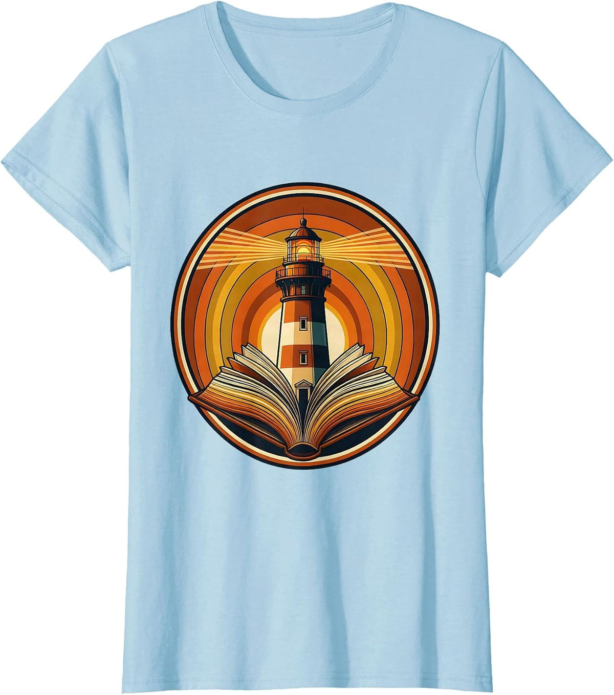 Special Education Teacher Lighthouse and Books Design T-Shirt - Baby Blue