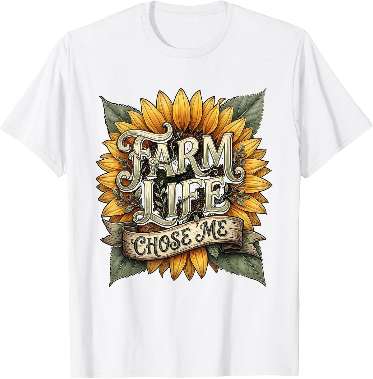 Men's Farm Life Chose Me Rustic Country Design T-Shirt - White