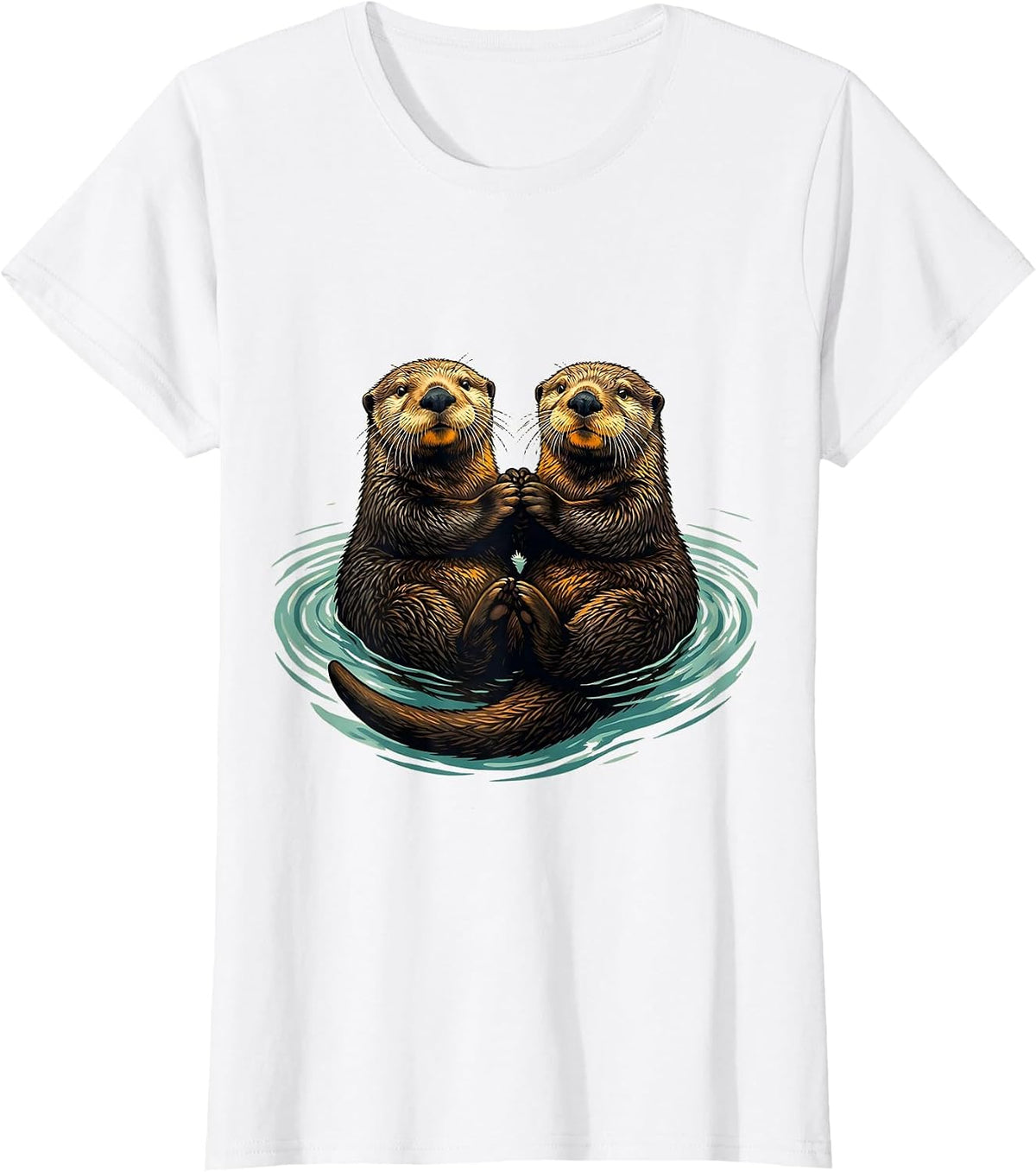 Sea Otter Pair Funny Otter Lover Gift T-Shirt - White