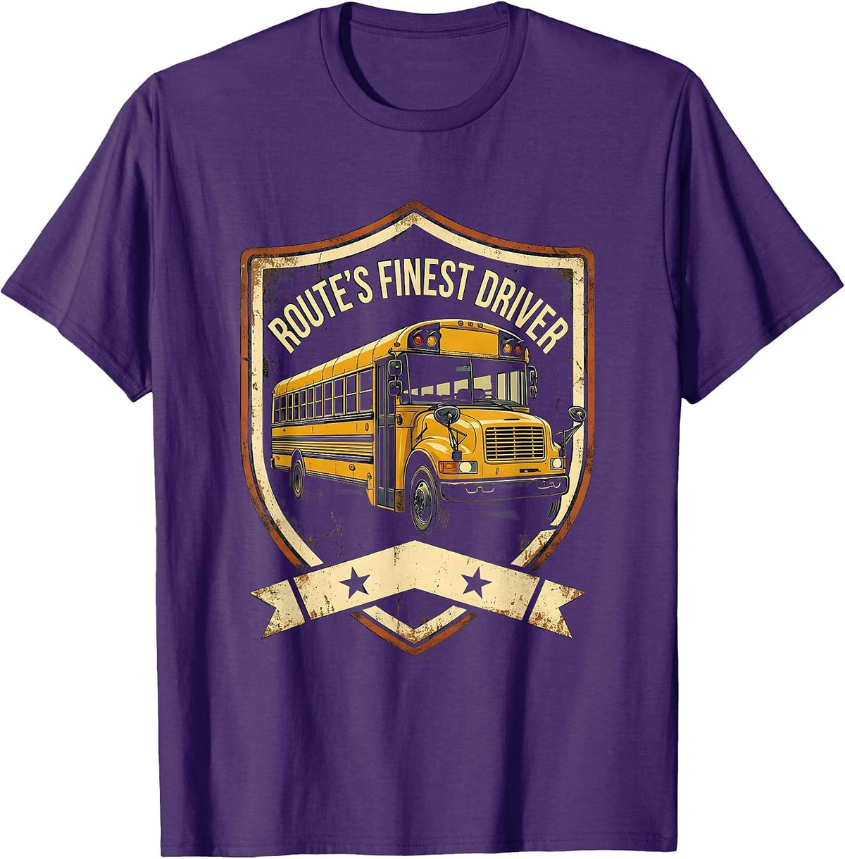 Men's Route's Finest Driver Vintage Funny School Bus Driver T-Shirt - Purple