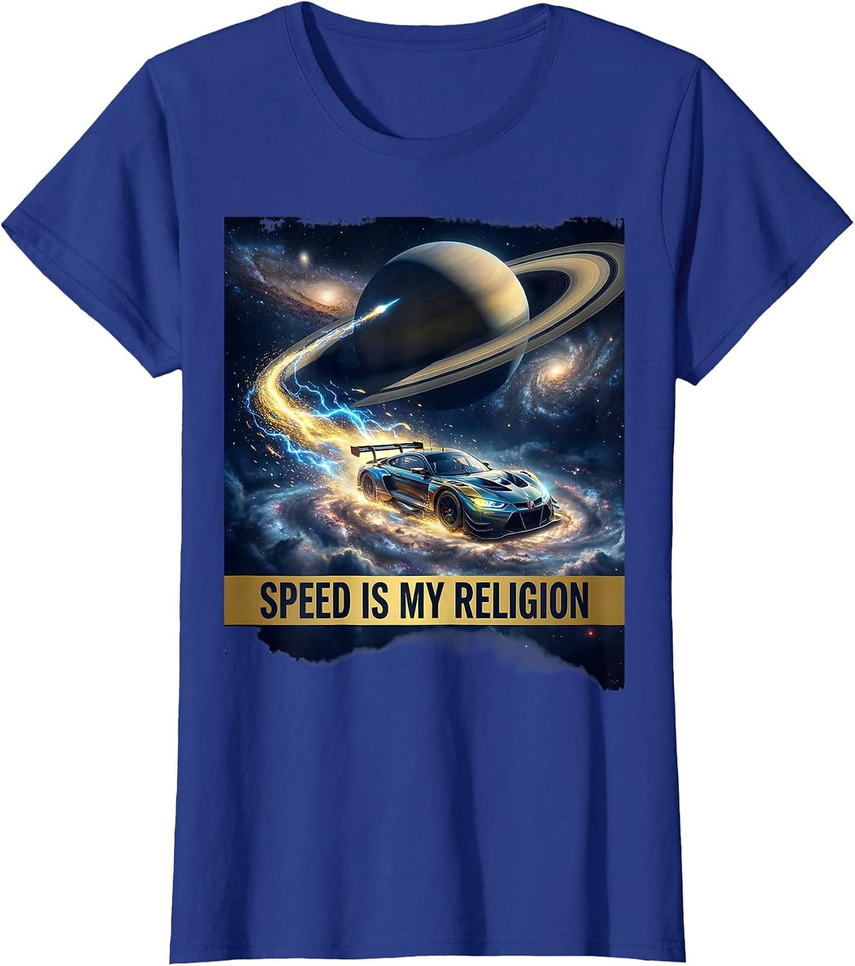 Women's Speed Is My Religion Racing Graphic Design T-Shirt - Royal Blue