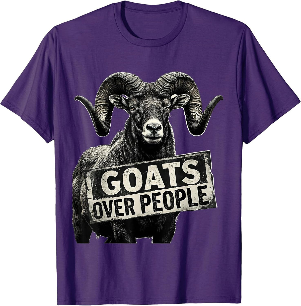 Men's Goats Over People Funny Goat Lover Design T-Shirt - Purple