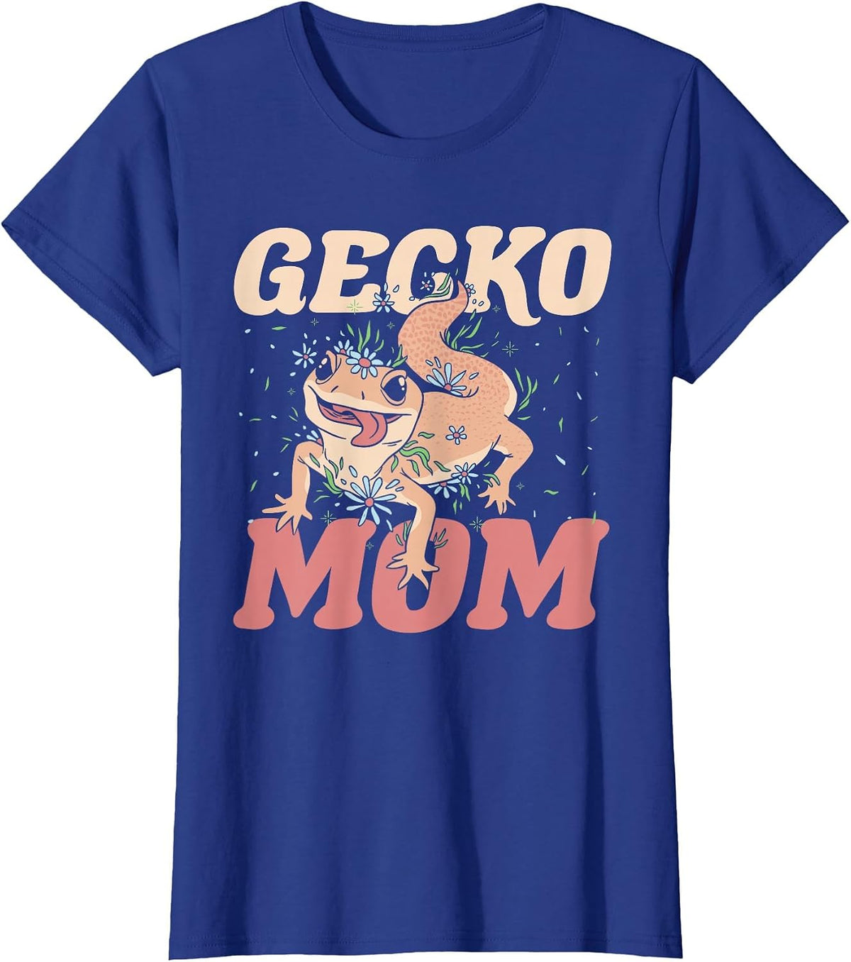 Gecko Mom - Lizard Clothing Women Crested Leopard Gecko T-Shirt - Royal Blue