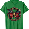 Men's American Flag Butterfly Wings Patriotic Design T-Shirt - Kelly Green