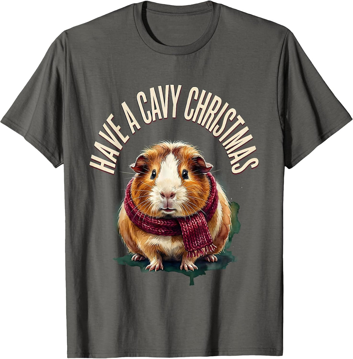 Men's Have A Cavy Christmas Funny Guinea Pig Pet Lover Holiday T-Shirt - Asphalt Grey