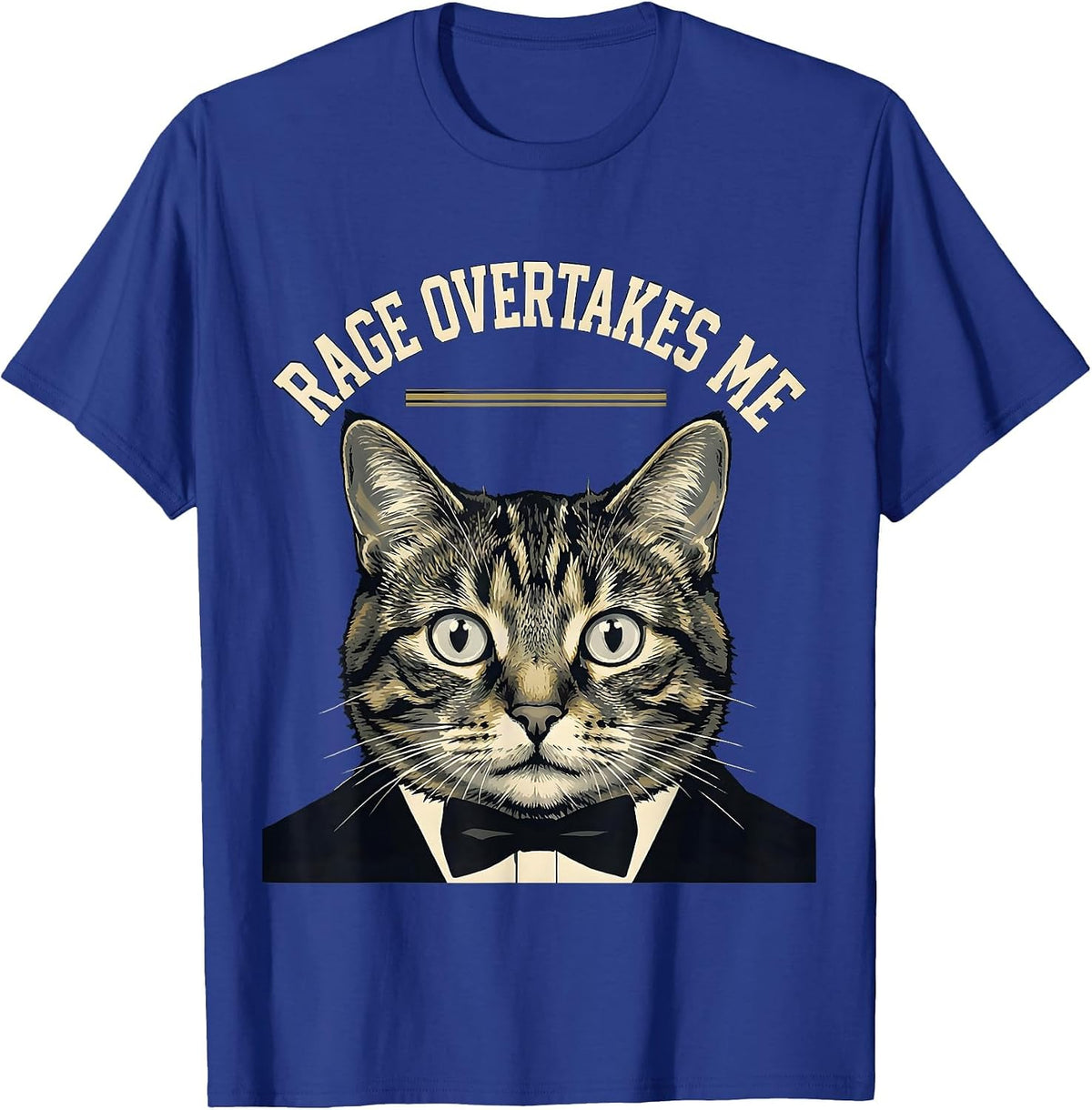 Men's Rage Overtakes Me Sports Cat Meme Humor T-Shirt - Royal Blue