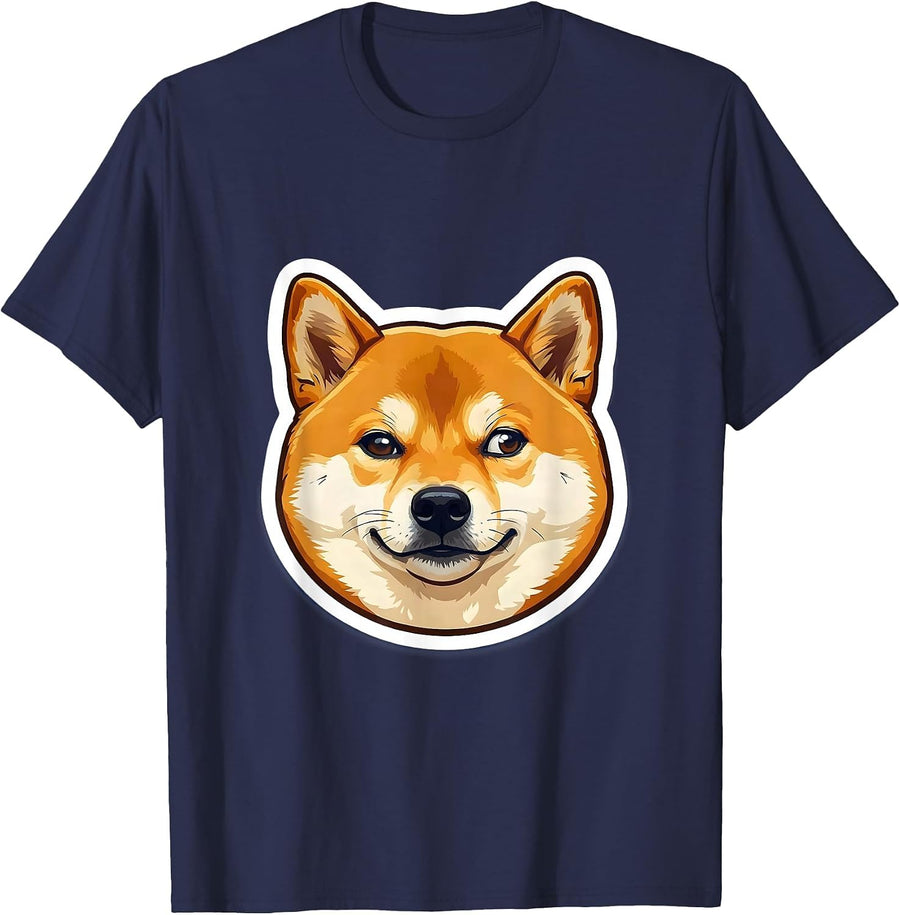 Shiba Inu Smug Side-Eye Meme Dog Graphic T-Shirt - Navy Blue