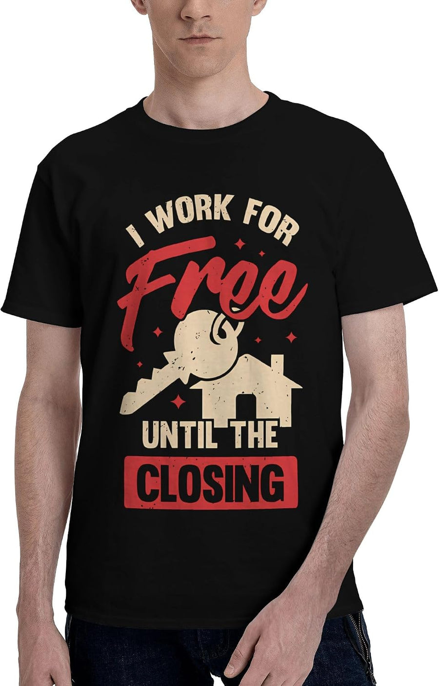 Men's T-Shirt,Real Estate Agent Selling Houses Realtor,Classic Crew Neck Soft Cotton Daily Tee - As Pictured