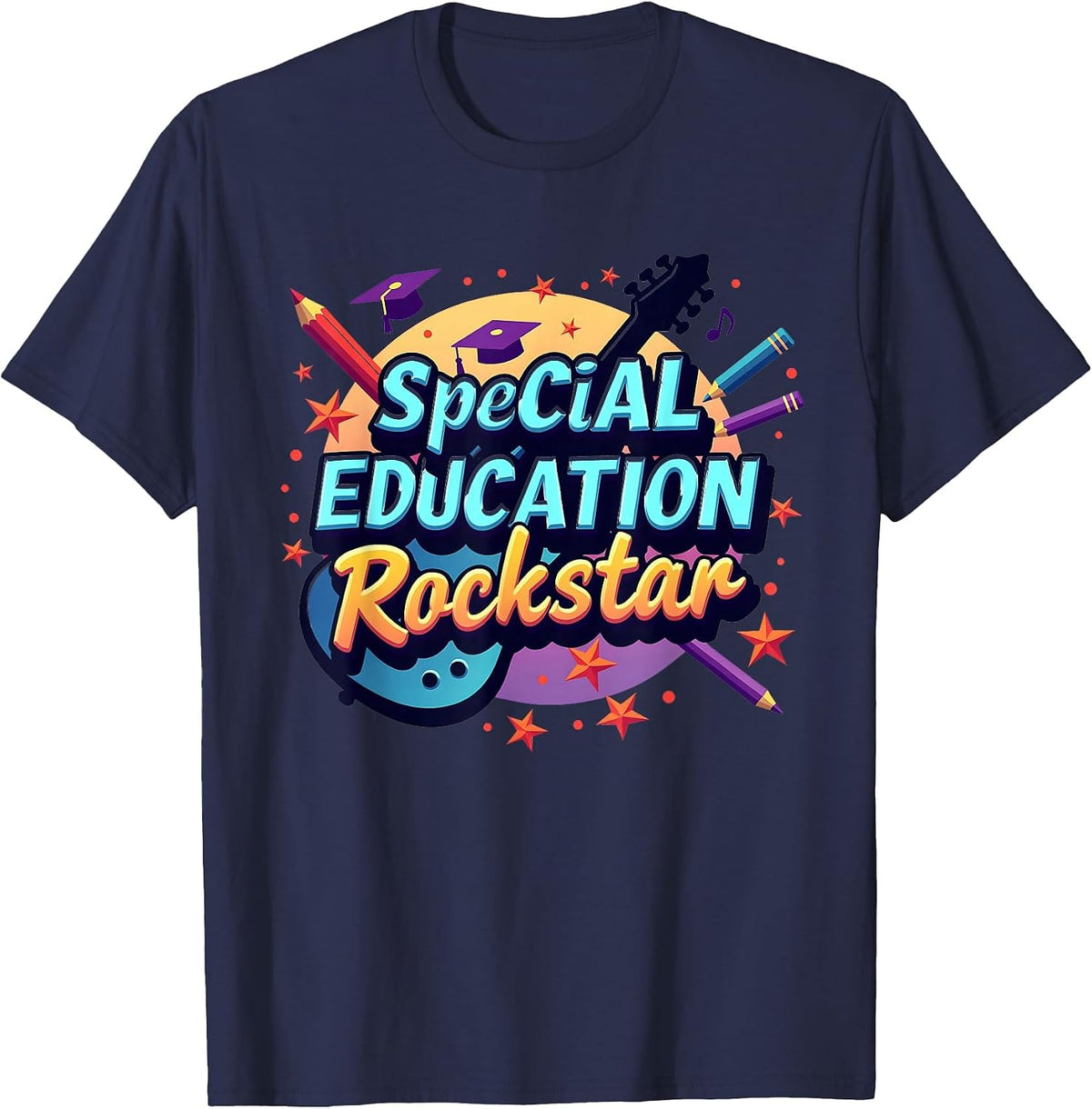 Special Education Rockstar | SPED Teacher Gift T-Shirt - Navy Blue
