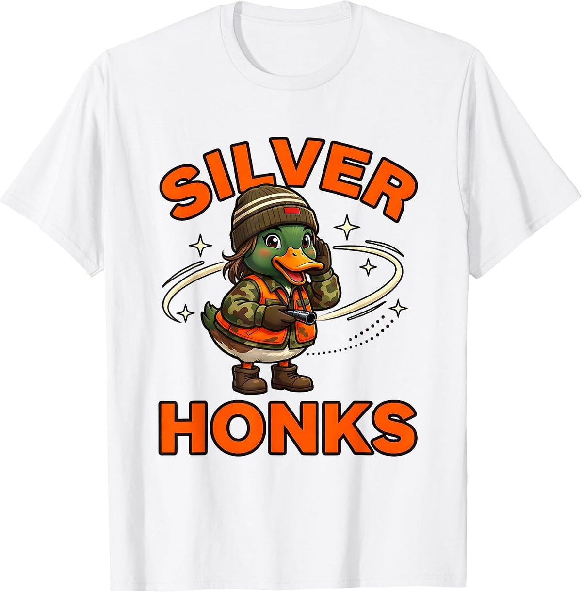 Men's SILVER HONKS Funny Duck Hunter Christmas Humor T-Shirt - White