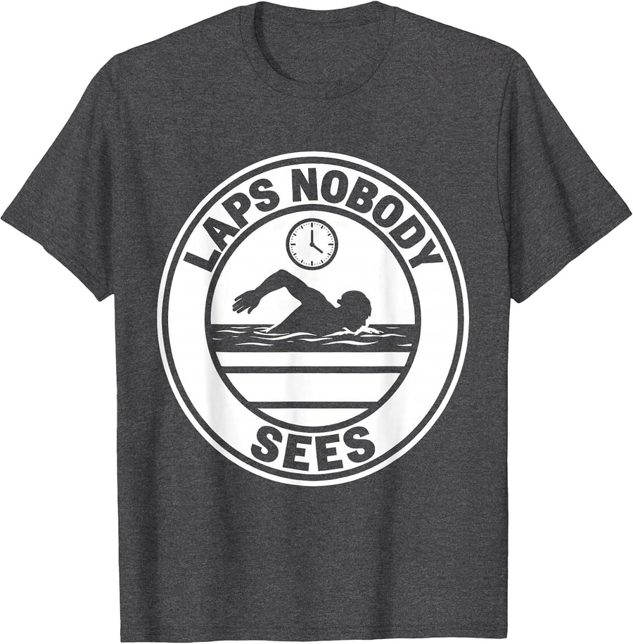 Men's Laps Nobody Sees Funny Swimmer Humor Water Sports Gift T-Shirt - Dark Heather Grey