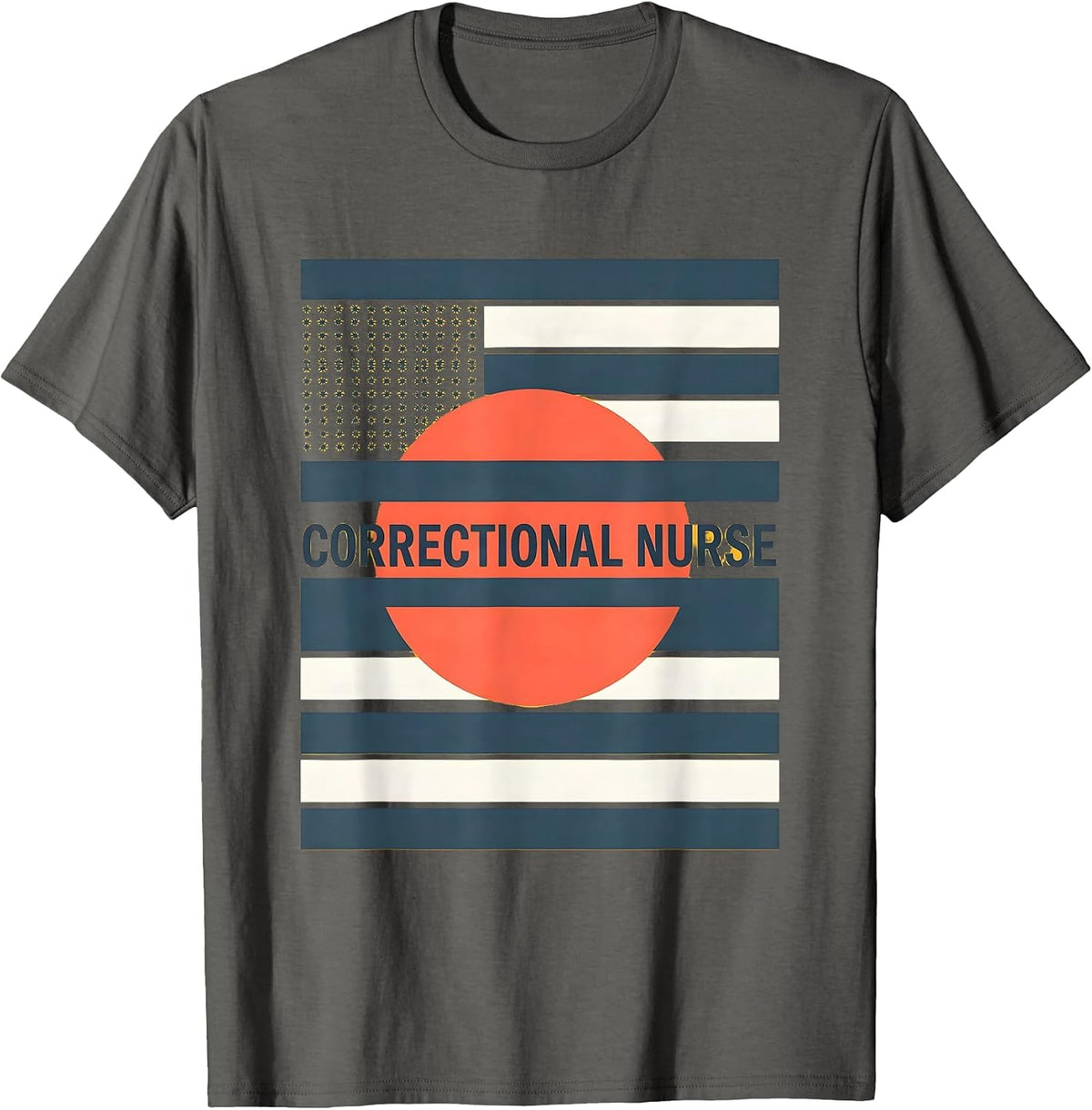 Men's Correctional Nurse Thin Silver Line Flag Occupational Pride T-Shirt - Asphalt Grey