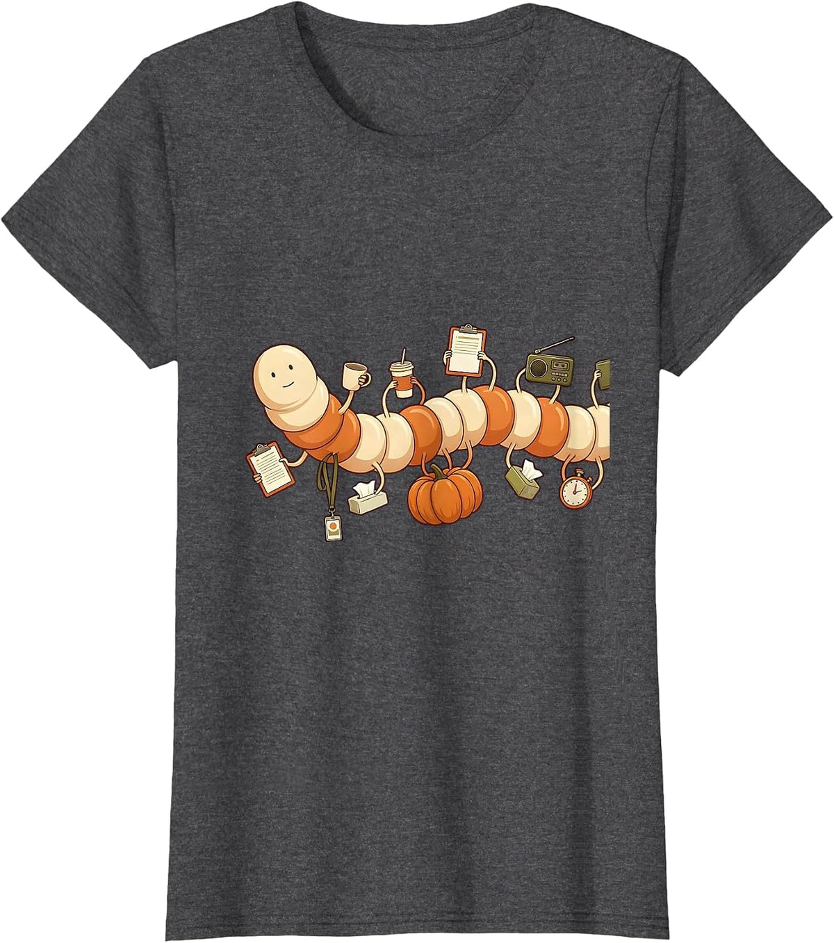 Women's Segmented Worm Support Mascot Para Normal Activities T-Shirt - Dark Heather Grey