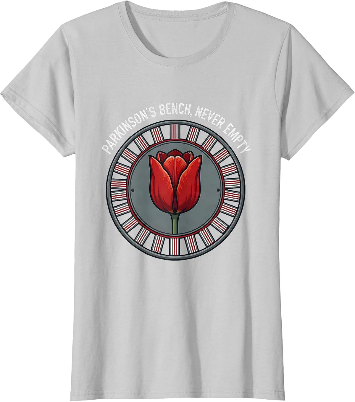 Parkinson's Bench Never Empty Defiant Humor Cause Awareness T-Shirt - Silver Grey