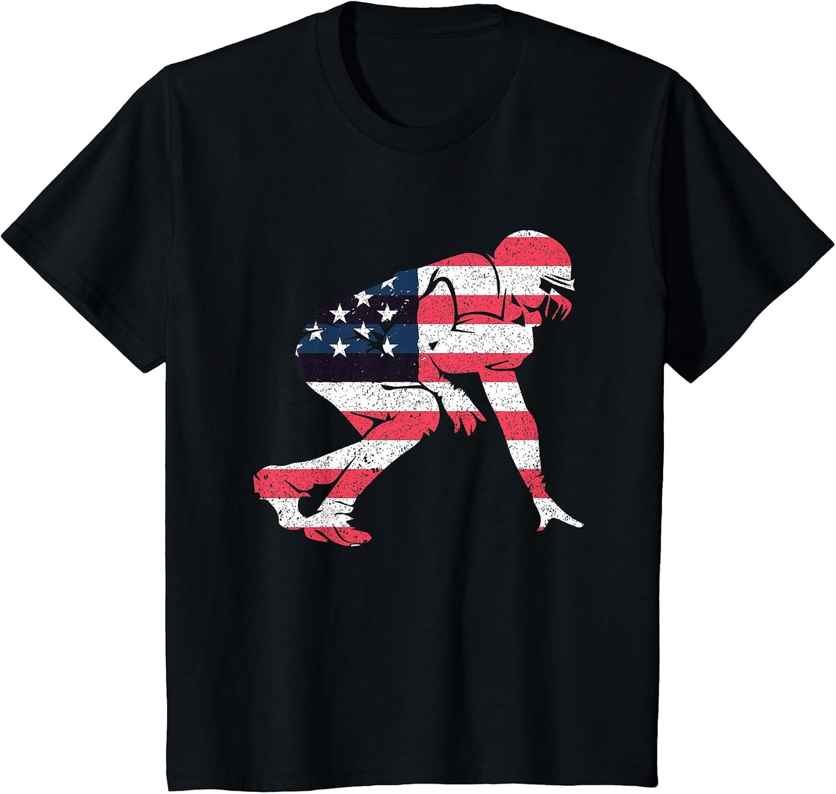 American Flag Lineman I American Football T-Shirt - Black