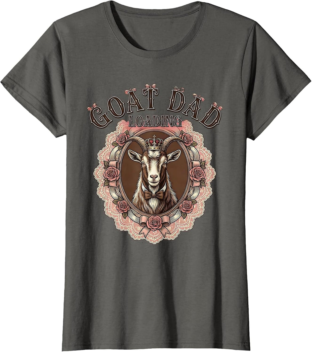 Women's Goat Dad Loading Funny Goat Parent Design T-Shirt - Asphalt Grey