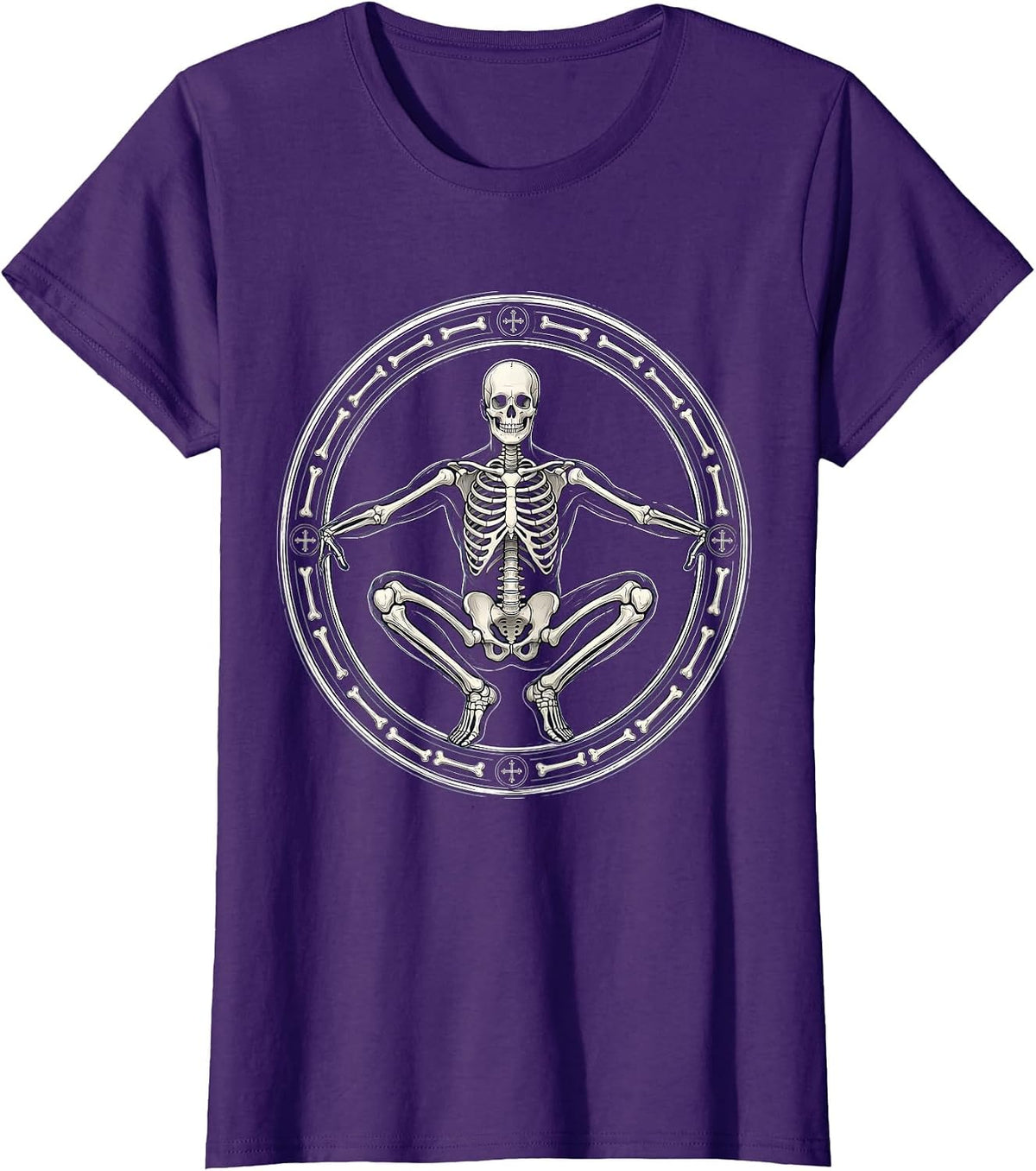 Women's Skeleton Deep Squat Physical Therapy Graphic T-Shirt - Purple