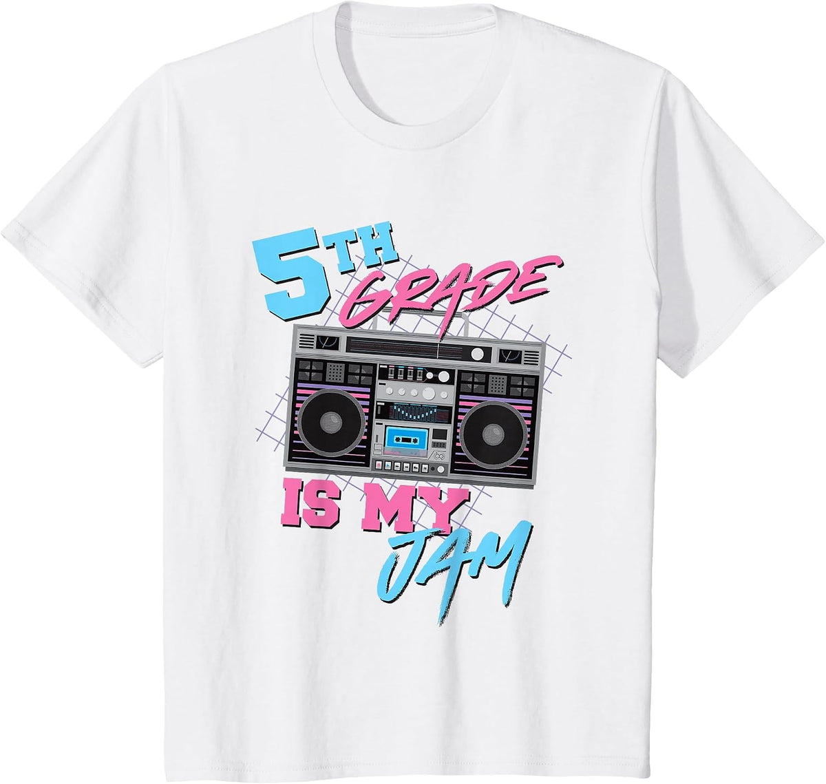 5th Grade is My Jam - Vintage 80s Boombox Teacher Student T-Shirt - White