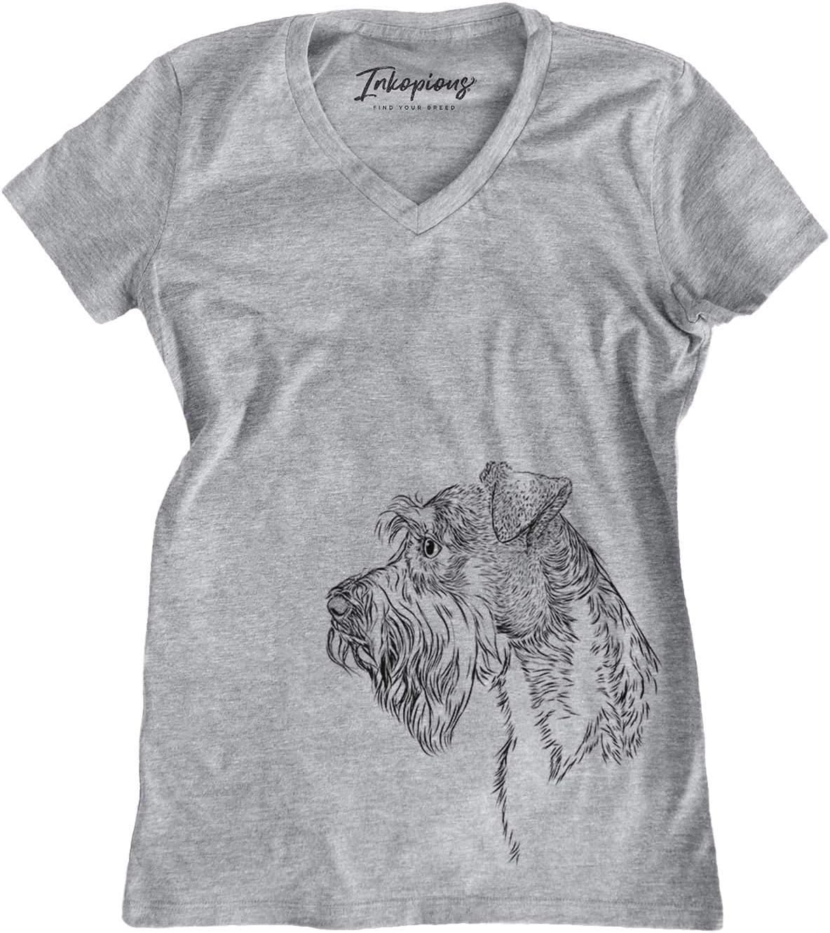 Inkopious Mini Schnauzer Profile Triblend T-Shirt - Grey V-neck