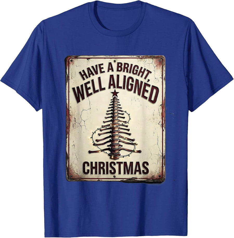 Have A Bright, Well Aligned Christmas Distressed T-Shirt - Royal Blue