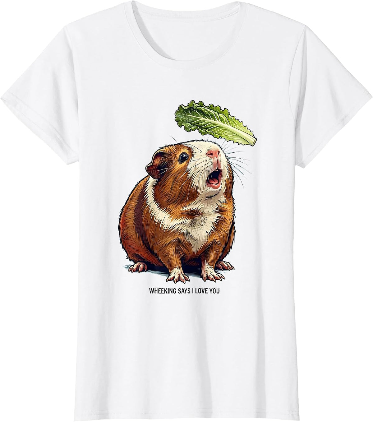 Wheeking Says I Love You Funny Guinea Pig Cavy Lover Gift T-Shirt - White