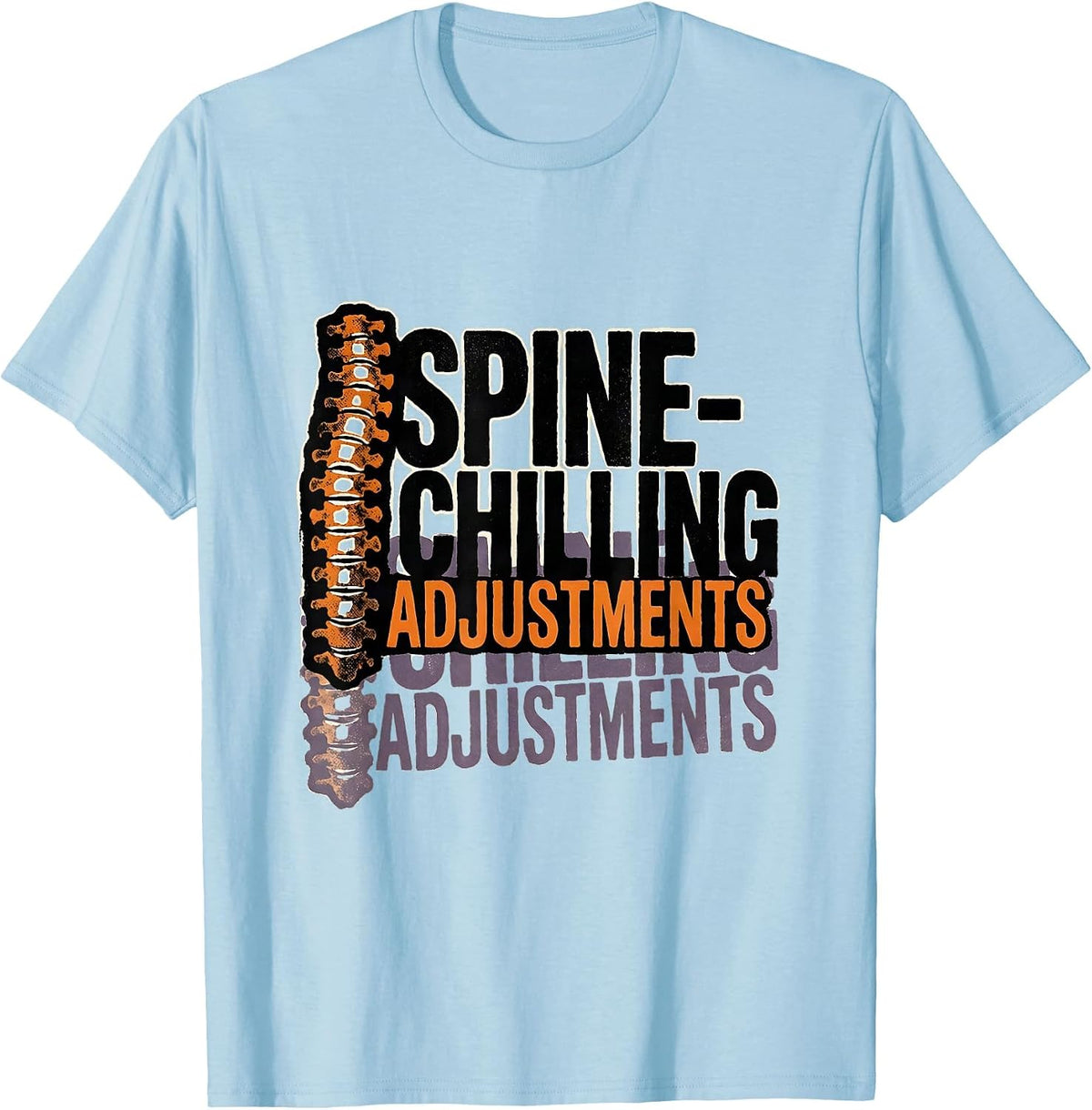 Men's Spine-Chilling Adjustments Funny Chiropractic Halloween T-Shirt - Baby Blue