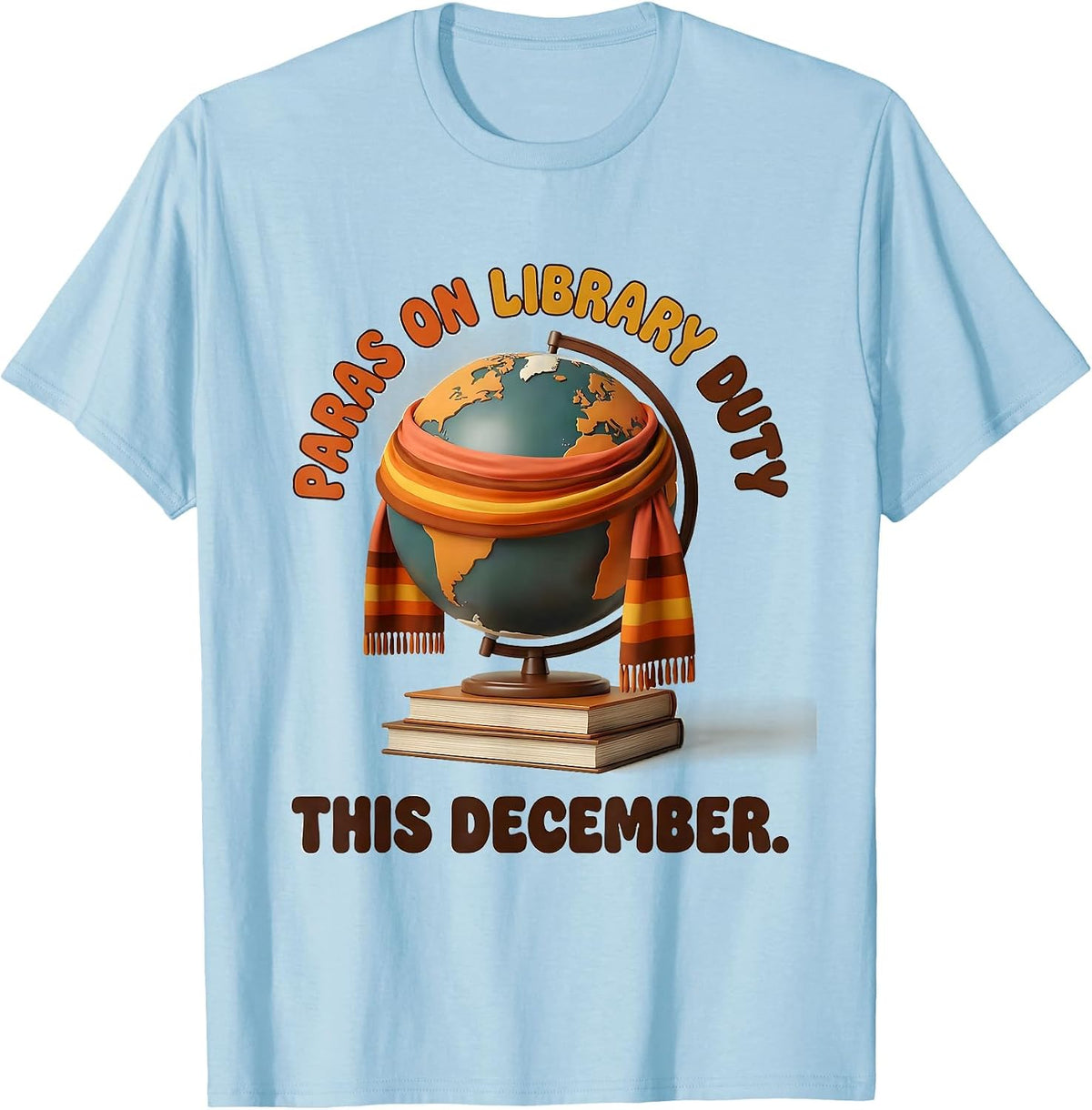 Paras On Library Duty This December Retro Teacher Christmas T-Shirt - Baby Blue
