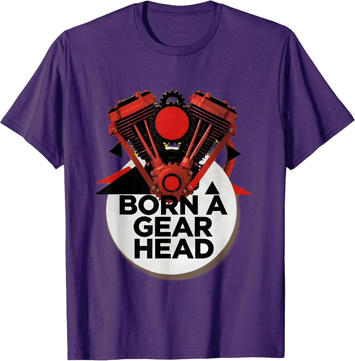 Men's Born a Gear Head Motorcycle Enthusiast Design T-Shirt - Purple