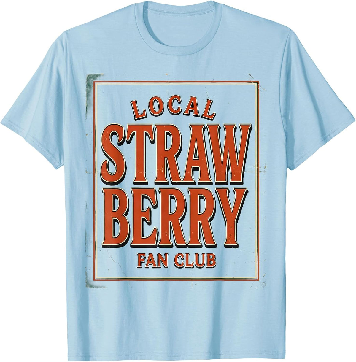 Men's Local Strawberry Fan Club Graphic Design T-Shirt - Baby Blue