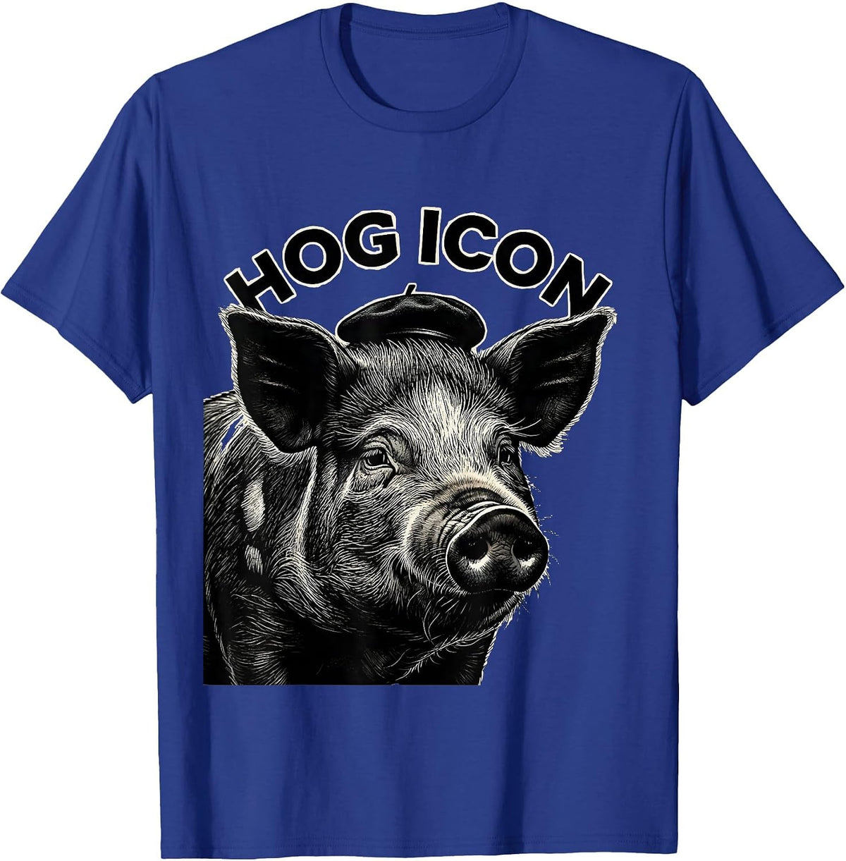 Hog Icon Funny Farm Animal Pig Lover Humor T-Shirt - Royal Blue