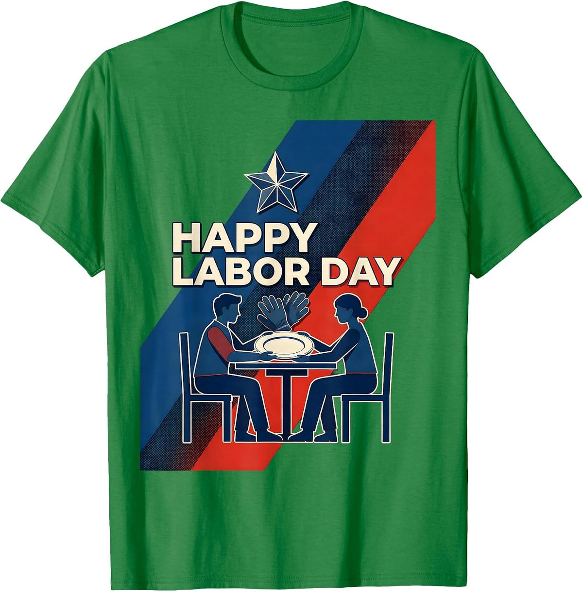 Men's Happy Labor Day Geometric Patriotic Americana Tribute Gift T-Shirt - Kelly Green