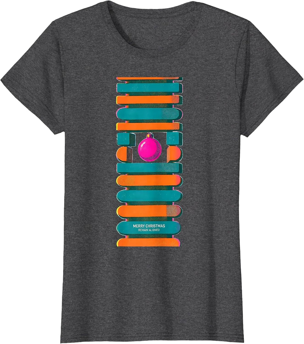 Women's Merry Christmas, Remain Aligned Funny Chiropractor Christmas T-Shirt - Dark Heather Grey