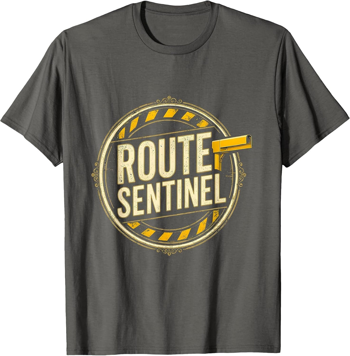 Route Sentinel Vintage School Bus Driver Design T-Shirt - Asphalt Grey