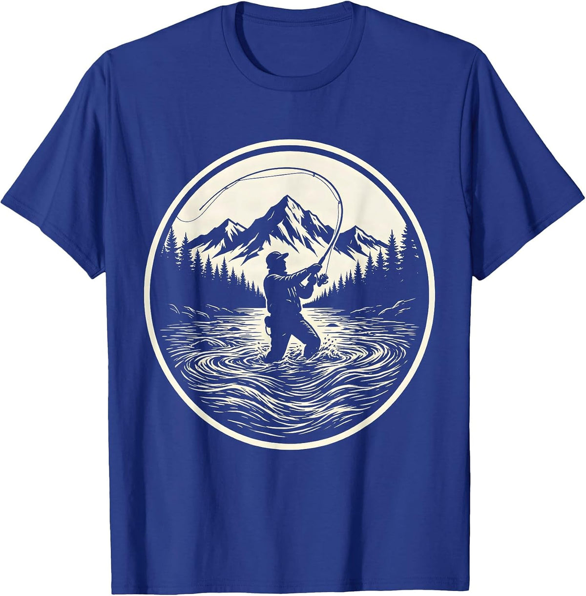 Fly Fisherman Wading River Graphic T-Shirt - Royal Blue