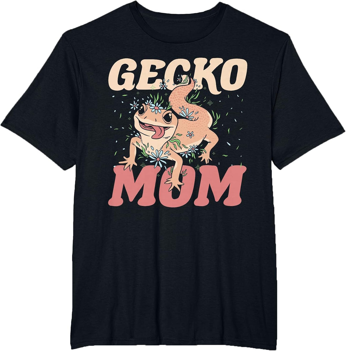 Gecko Mom - Lizard Clothing Women Crested Leopard Gecko T-Shirt - Black