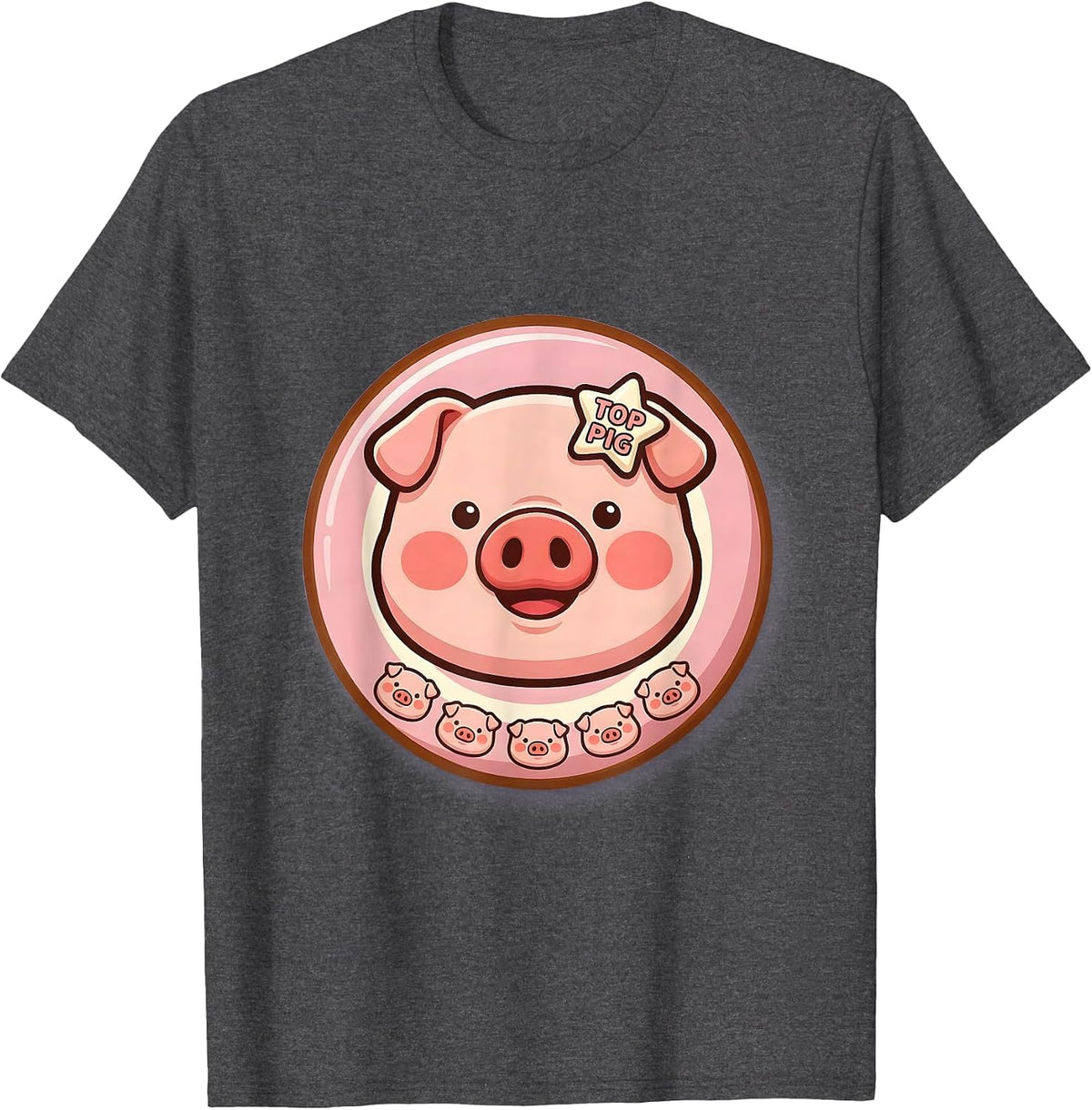 Top Pig Cute Kawaii Pig Lover Halloween Costume Humor T-Shirt - Dark Heather Grey