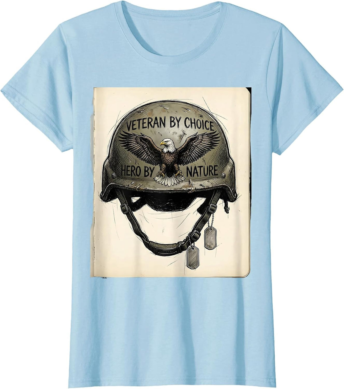Veteran by Choice Hero by Nature Military Design T-Shirt - Baby Blue