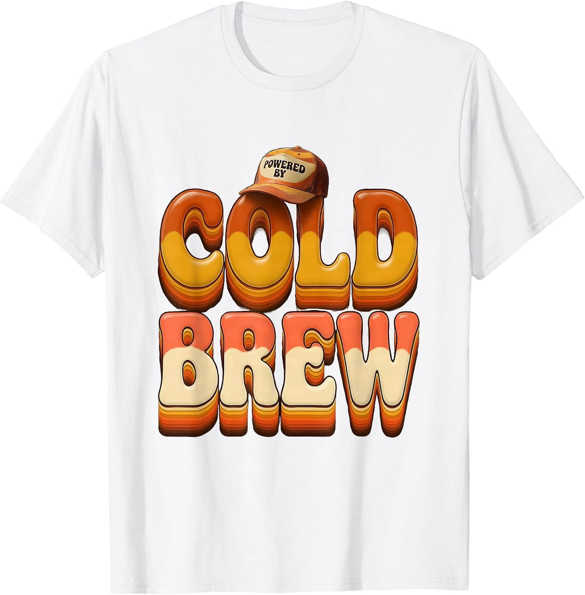 Men's Powered by Cold Brew Coffee Lover Design T-Shirt - White