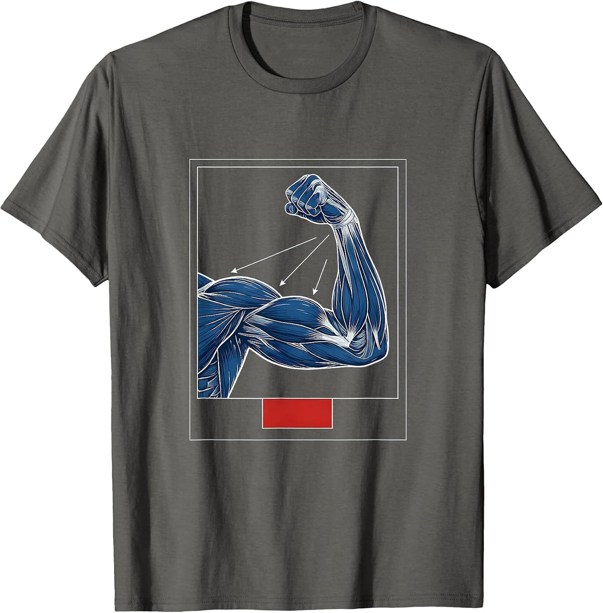 Men's Physical Therapy Flexing Arm Anatomy Illustration T-Shirt - Asphalt Grey