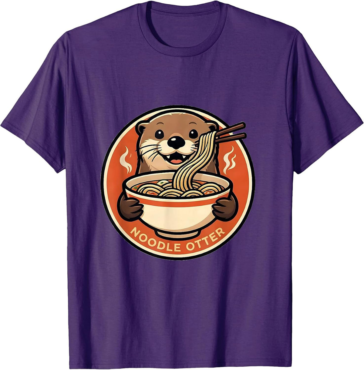 Noodle Otter Kawaii Anime Sea Otter Ramen Lover Gift T-Shirt - Purple